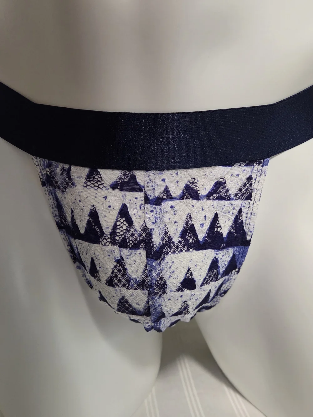 Cosabella Navy & White Triangle-Print Jockstrap In Jazzy Jef